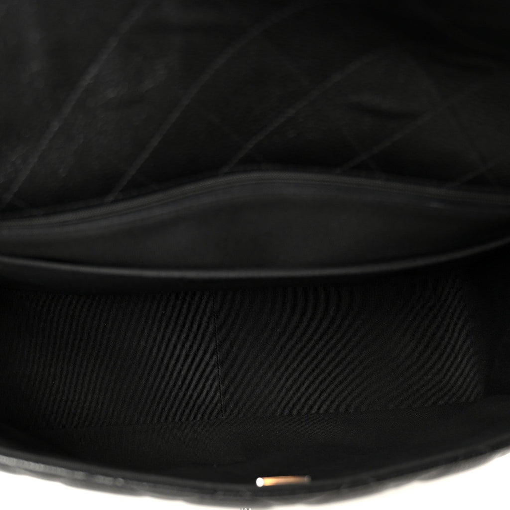 Calfskin Quilted XXL Travel Flap Bag Black
