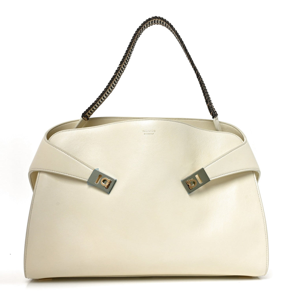 Lambskin Braided Medium Hug Bag Mascarpone