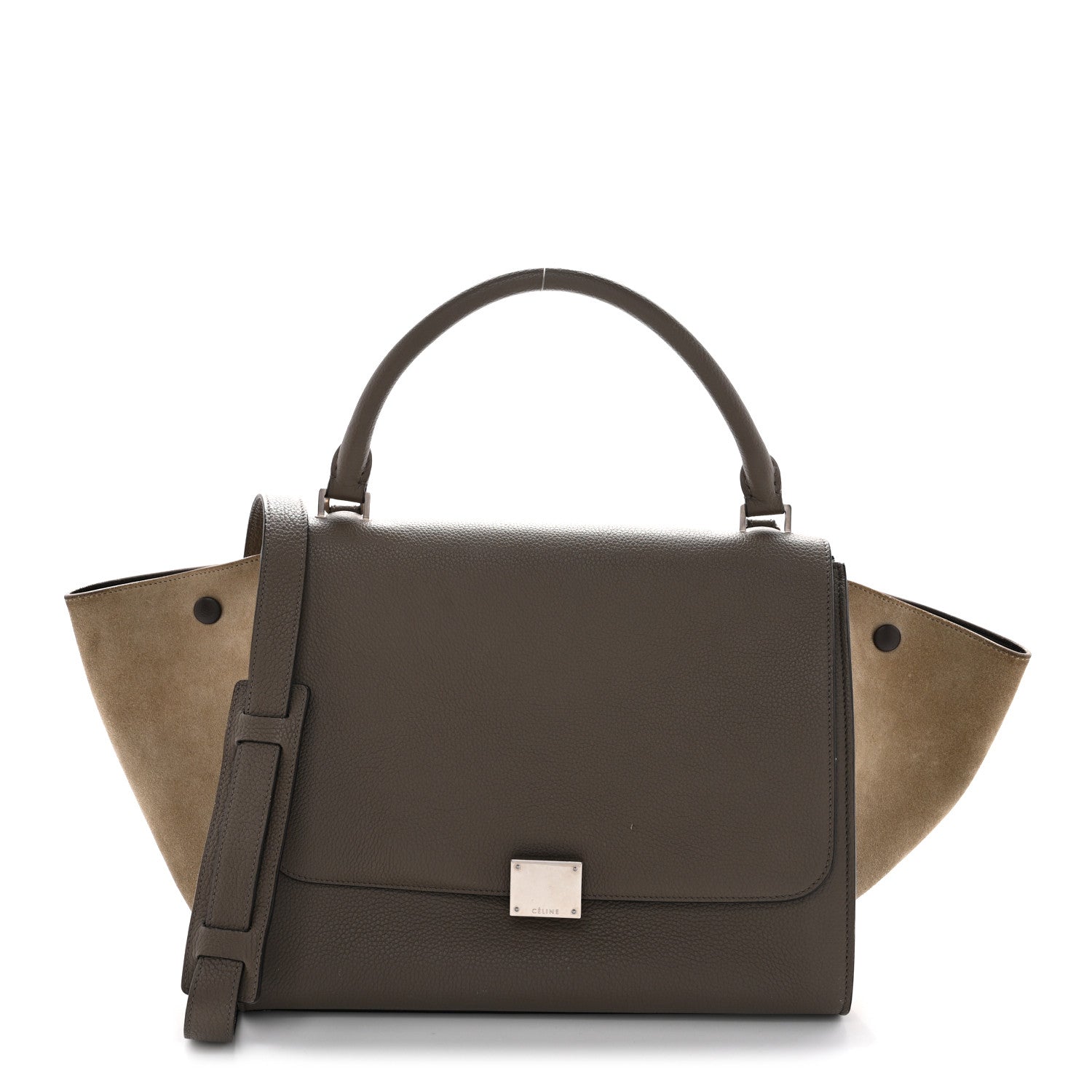 Drummed Calfskin Suede Medium Trapeze Souris