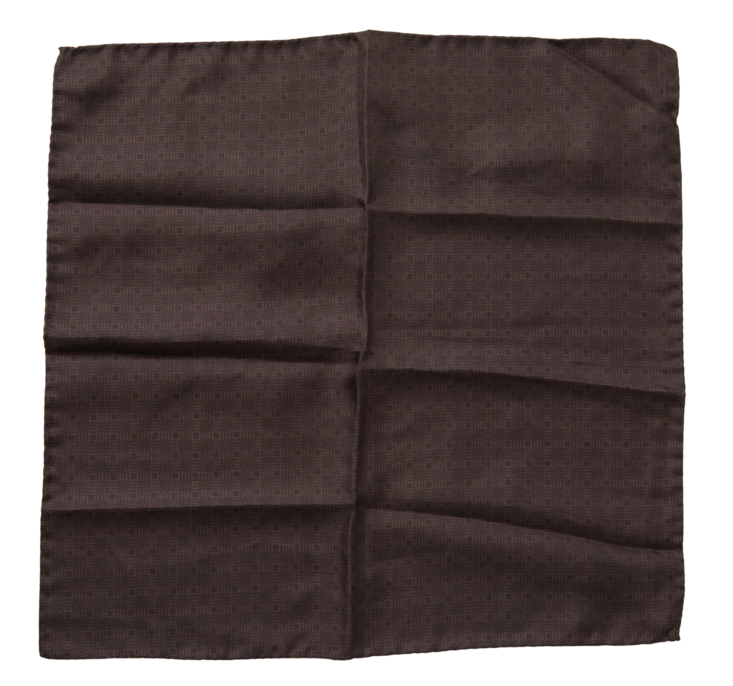 Dolce & Gabbana Brown Patterned Silk Square Handkerchief Men's Scarf