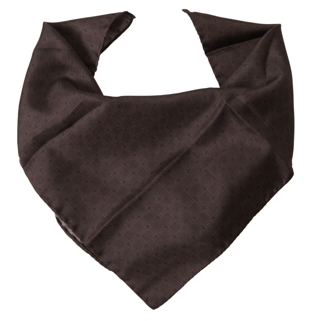 Dolce & Gabbana Brown Patterned Silk Square Handkerchief Men's Scarf
