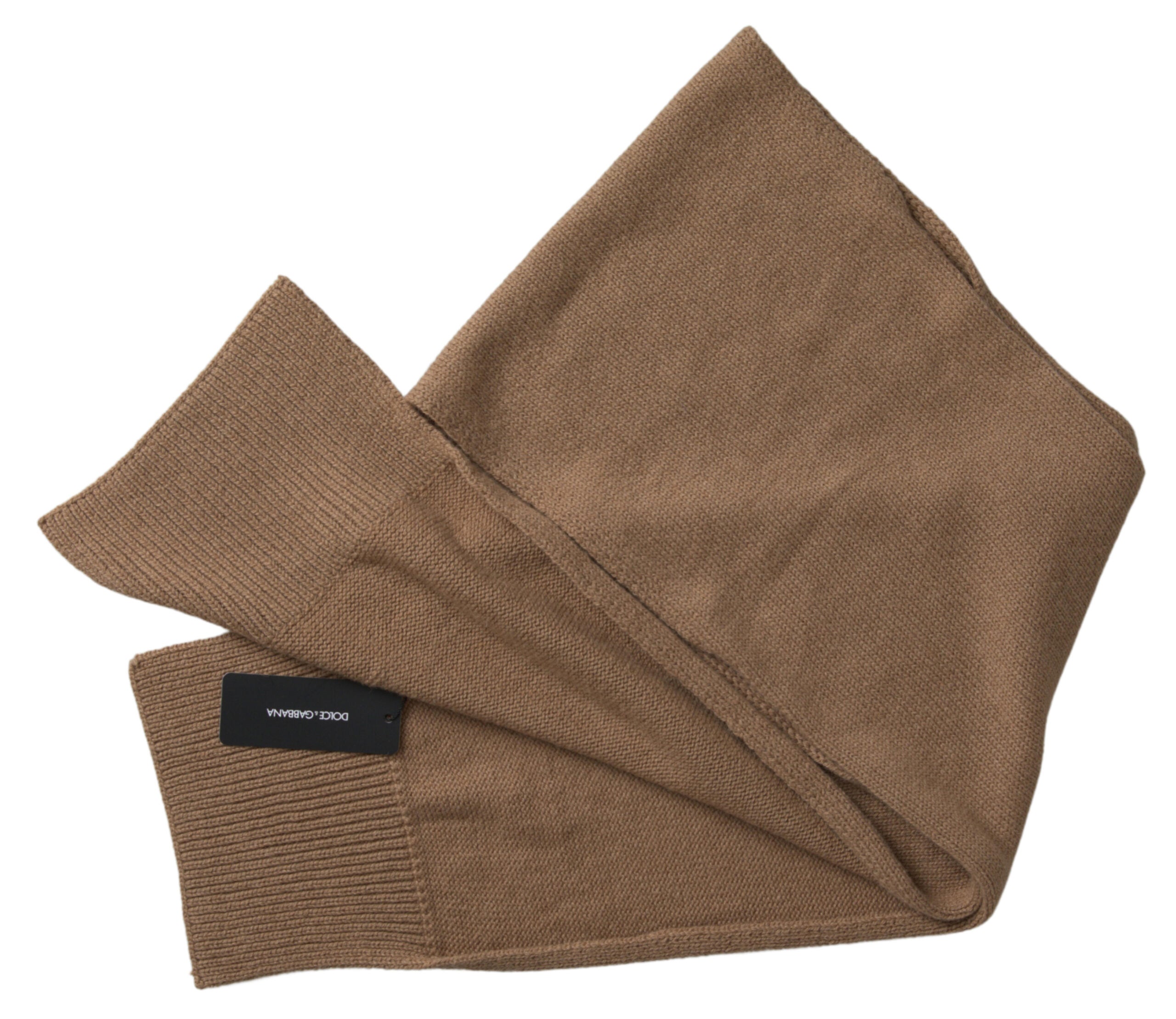 Dolce & Gabbana Brown Knitted Camel Wrap Shawl Foulard Women's Scarf