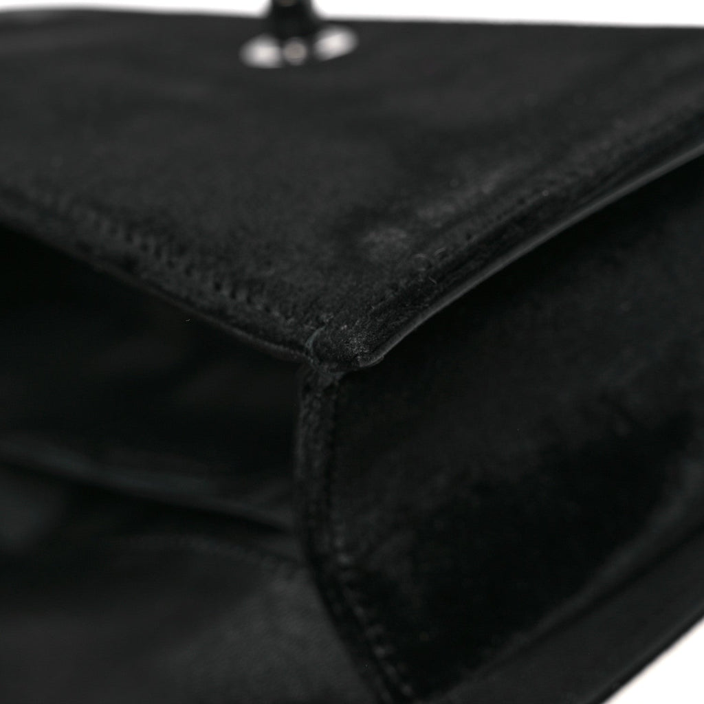 Velvet Quilted Small Boy Flap Black
