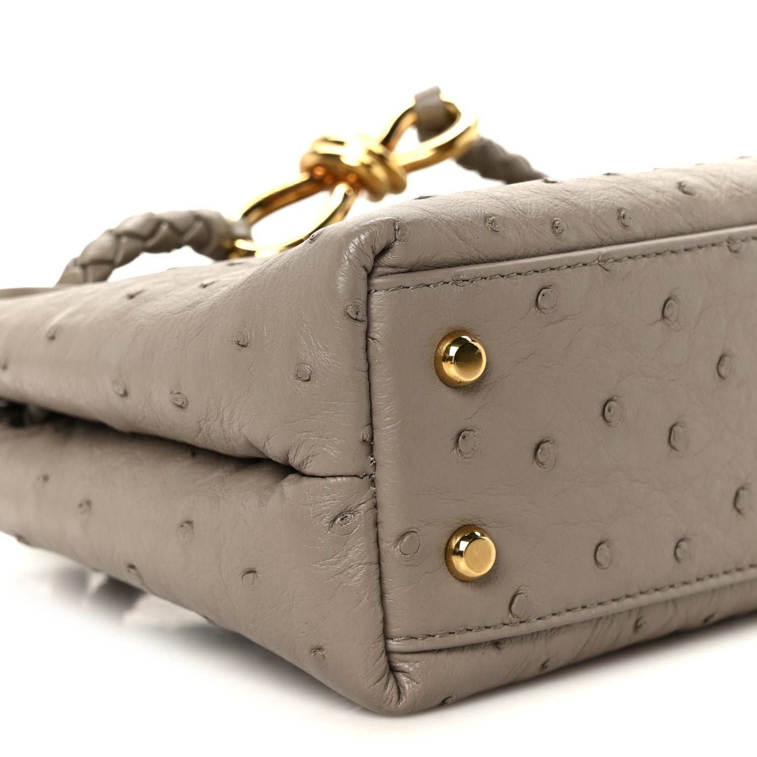 Ostrich Mini Andiamo Shoulder Bag Limestone