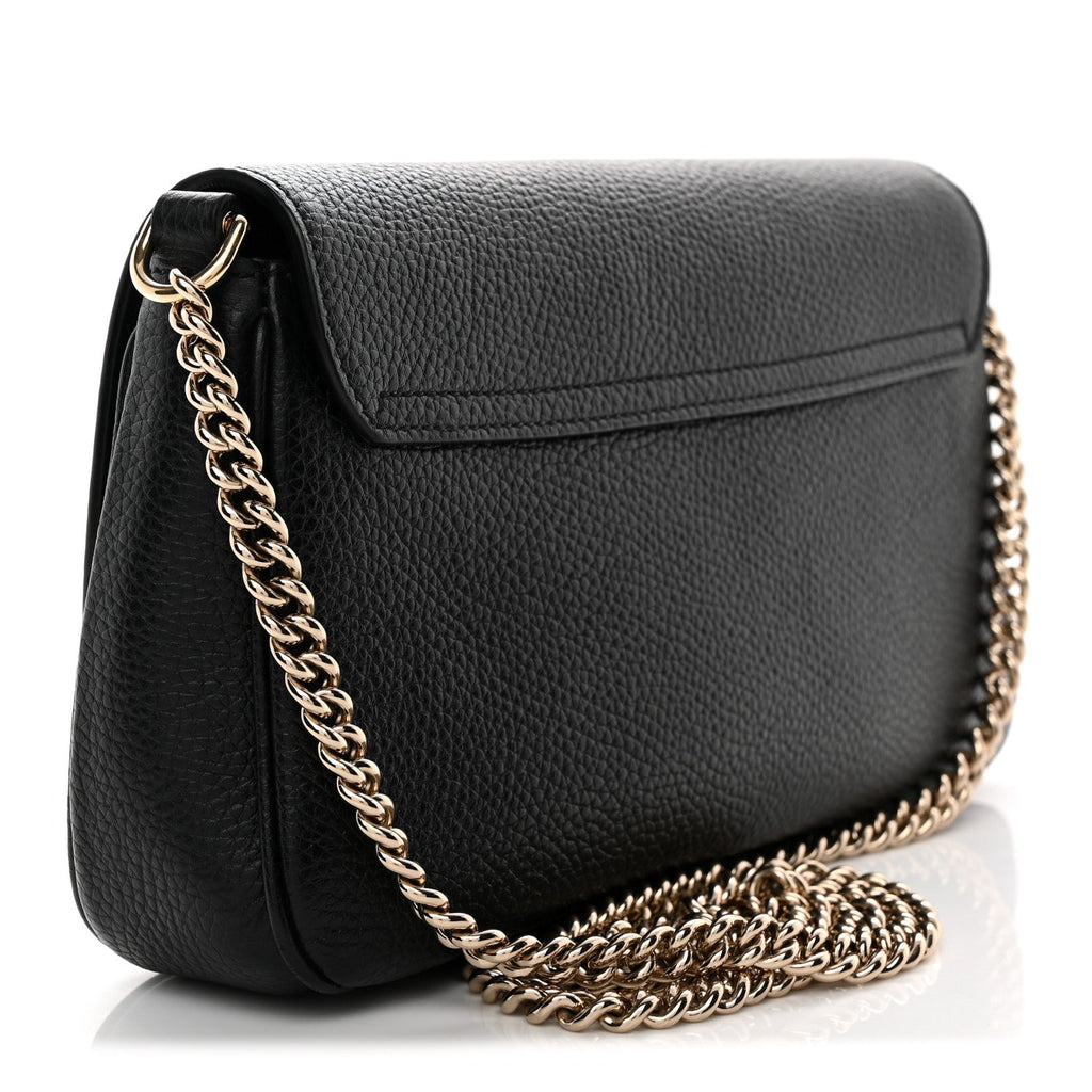 Pebbled Calfskin Medium Soho Flap Crossbody Black