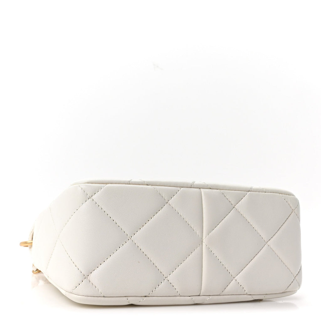 Lambskin Quilted Mini Pearl Crush Hobo White