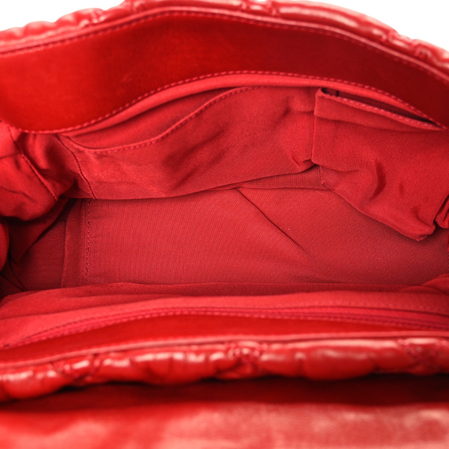 Calfskin Bubble Quilt Accordion Flap Red