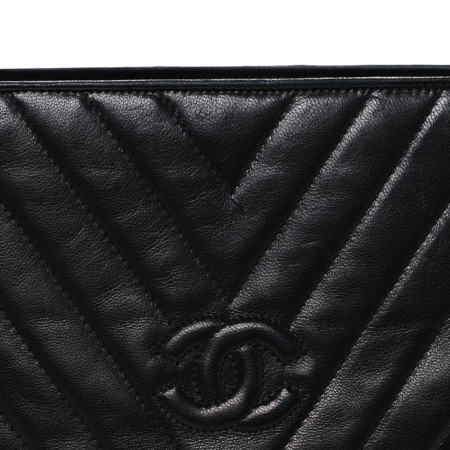 Lambskin Chevron Quilted Top Handle Tote Bag Black