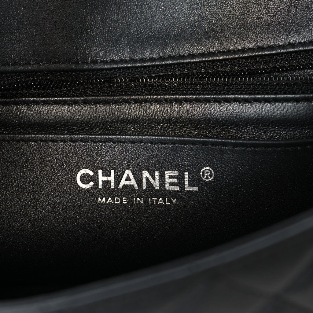 Pearly Lambskin Quilted Mini Rectangular Flap So Black