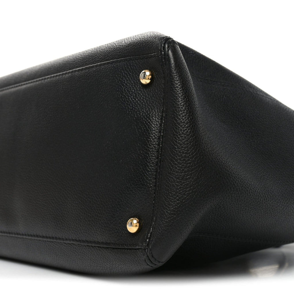 Calfskin Cerf Executive Shopper Tote Black