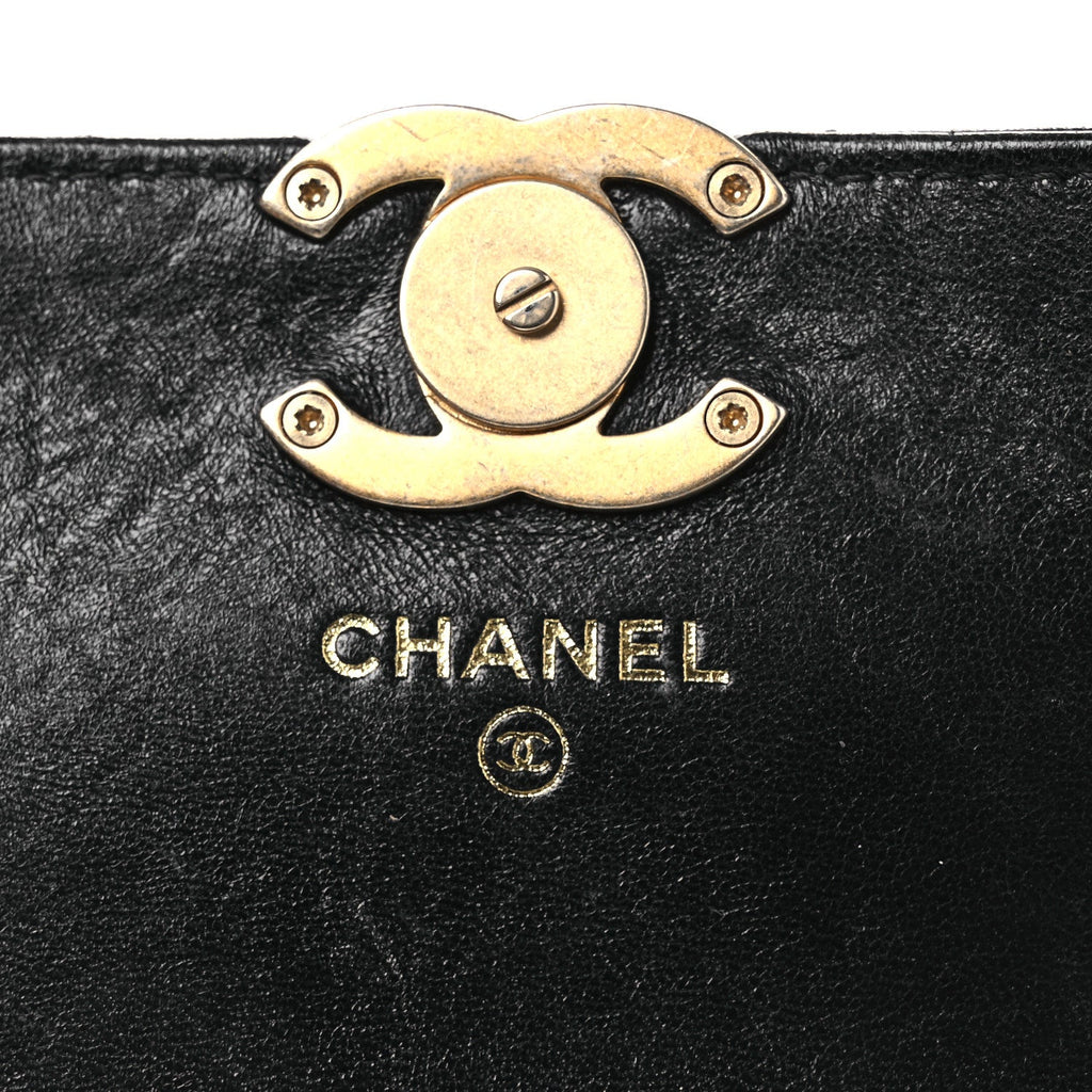 Lambskin Quilted Flap Chain Belt Bag Black