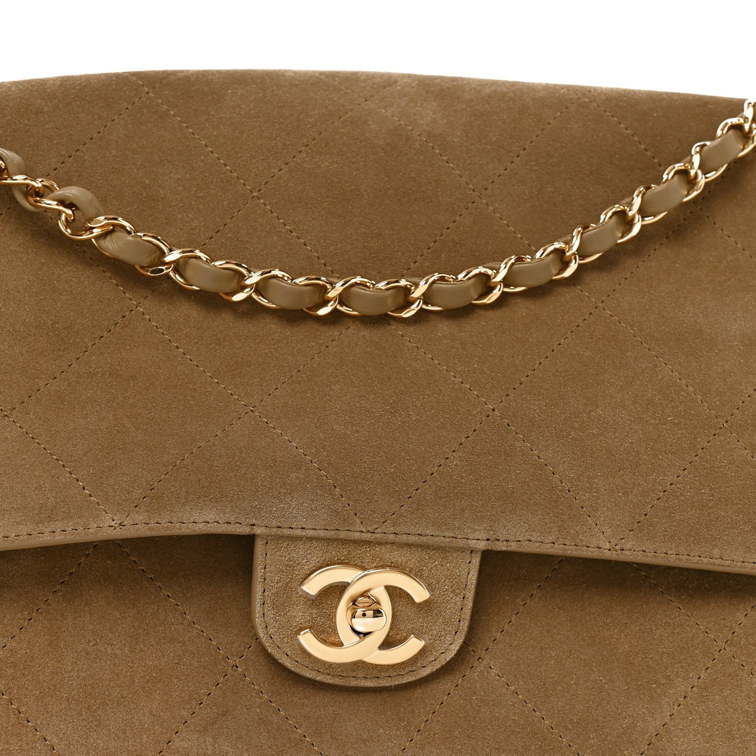 Suede Calfskin Souplissimo Maxi Flap Dark Beige