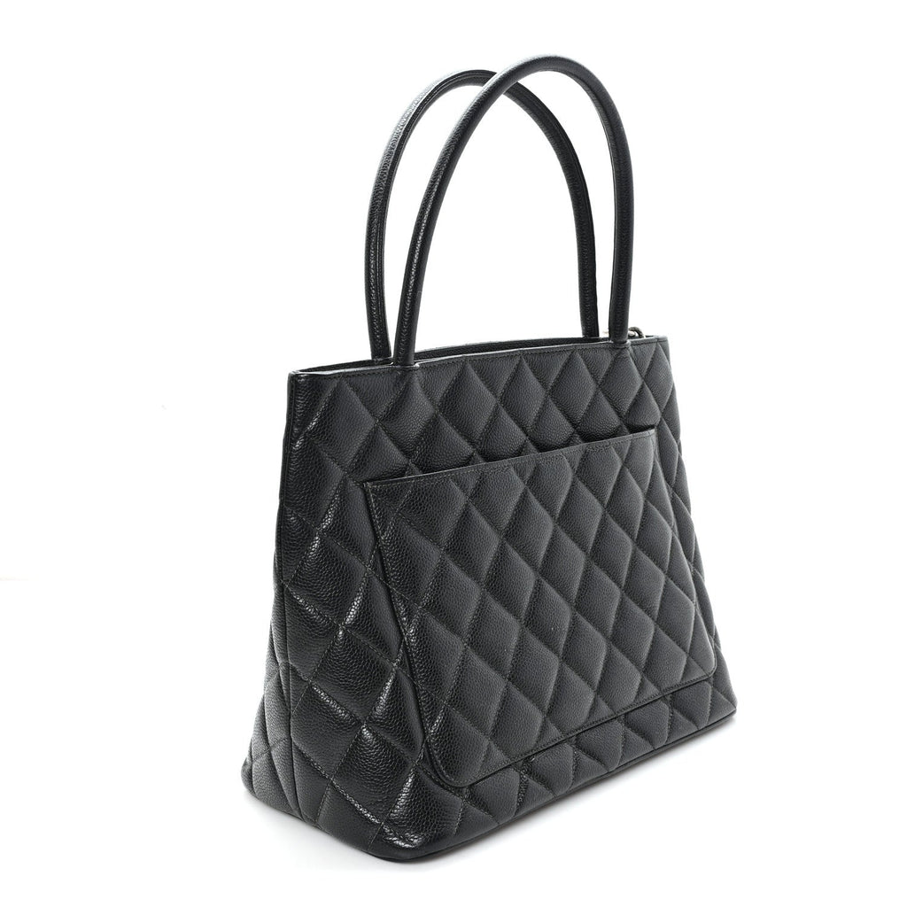 Caviar Quilted Medallion Tote Black
