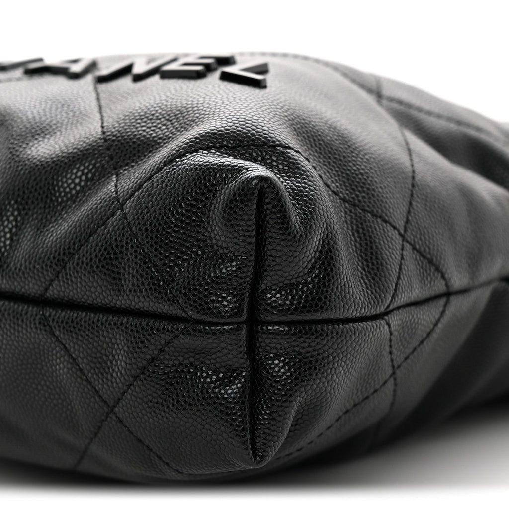 Shiny Caviar Quilted Monochrome Mini Chanel 22 Black