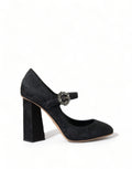 Dolce & Gabbana Black Brocade Mary Janes Heels Pumps Women's Shoes