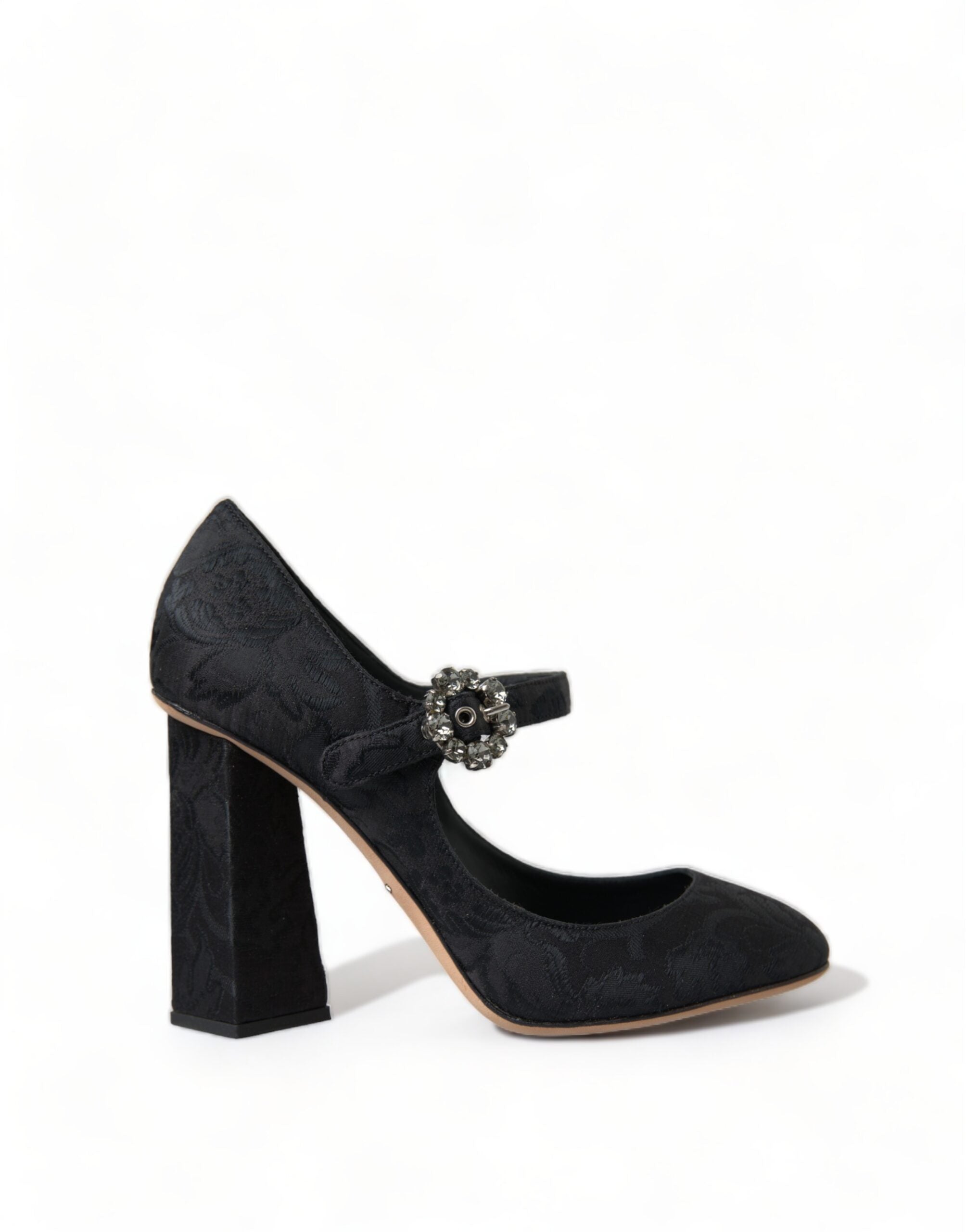 Dolce & Gabbana Black Brocade Mary Janes Heels Pumps Women's Shoes