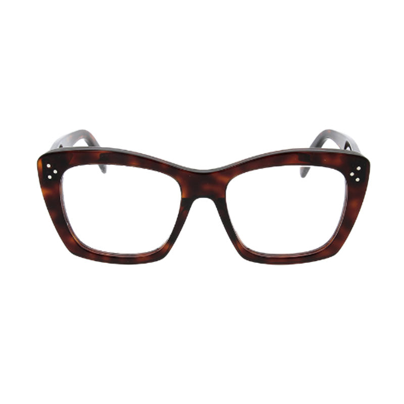 Celine Eyeglasses Butterfly Full Rim, Shiny Havana Frame and Clear Demo Lenses Lens CL50108I052