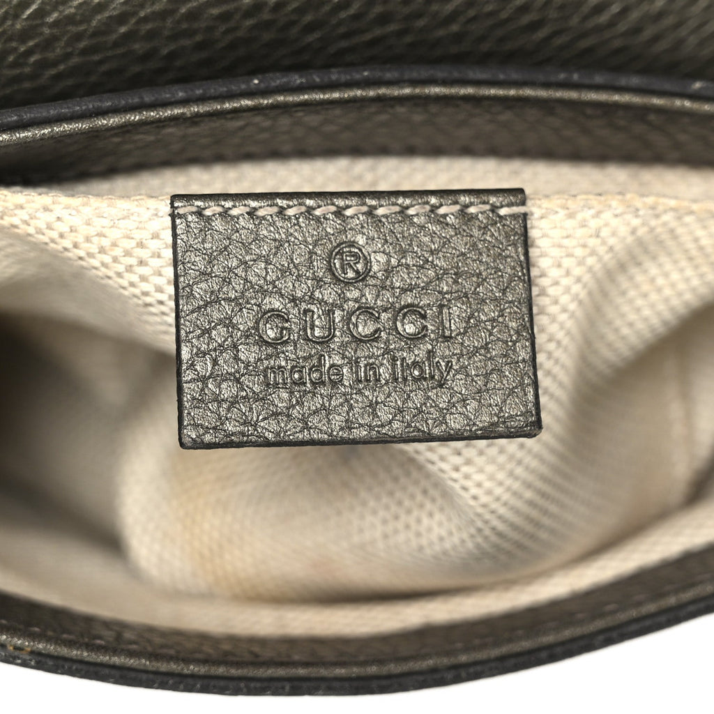 Metallic Pebbled Calfskin Small Soho Flap Crossbody Sasso