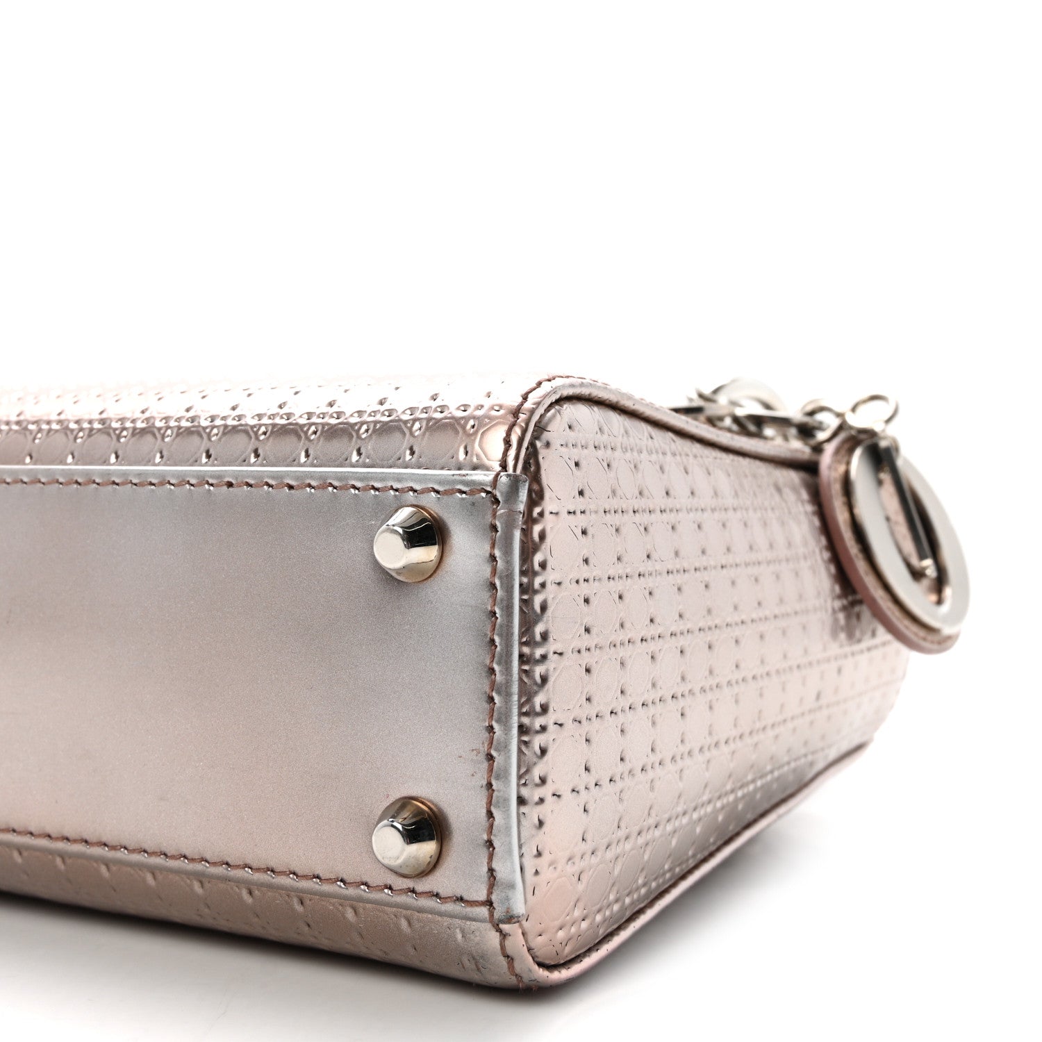Metallic Patent Micro-Cannage Mini Lady Dior  Hyper Pink