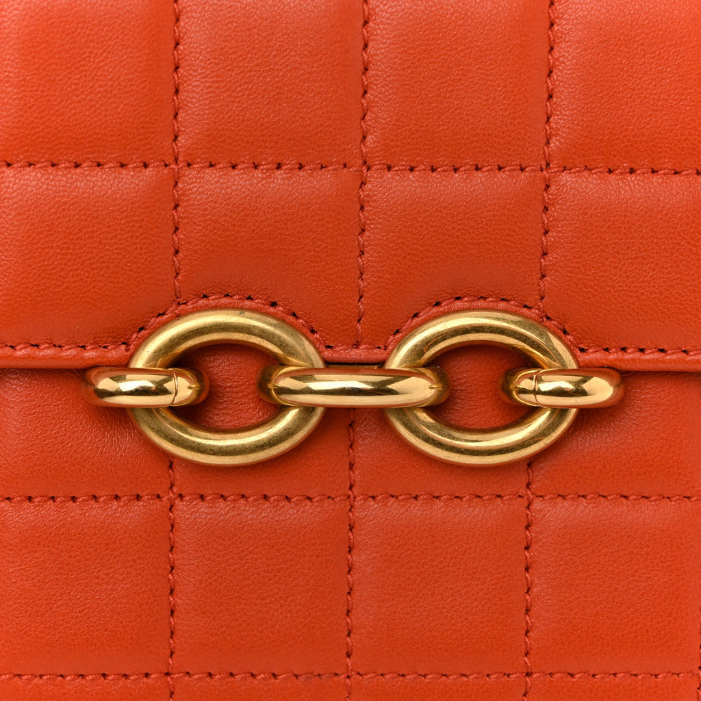 Lambskin Carre Quilted Le Maillon Satchel Orange