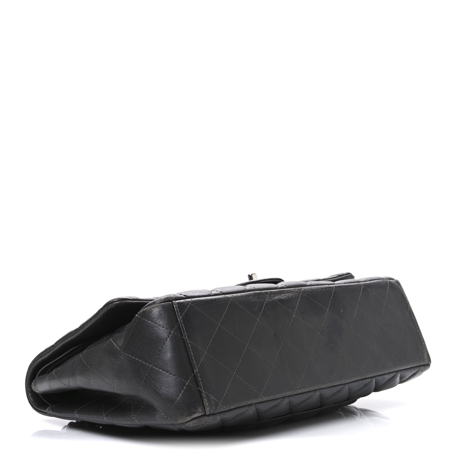 Lambskin Quilted Maxi Double Flap Dark Grey