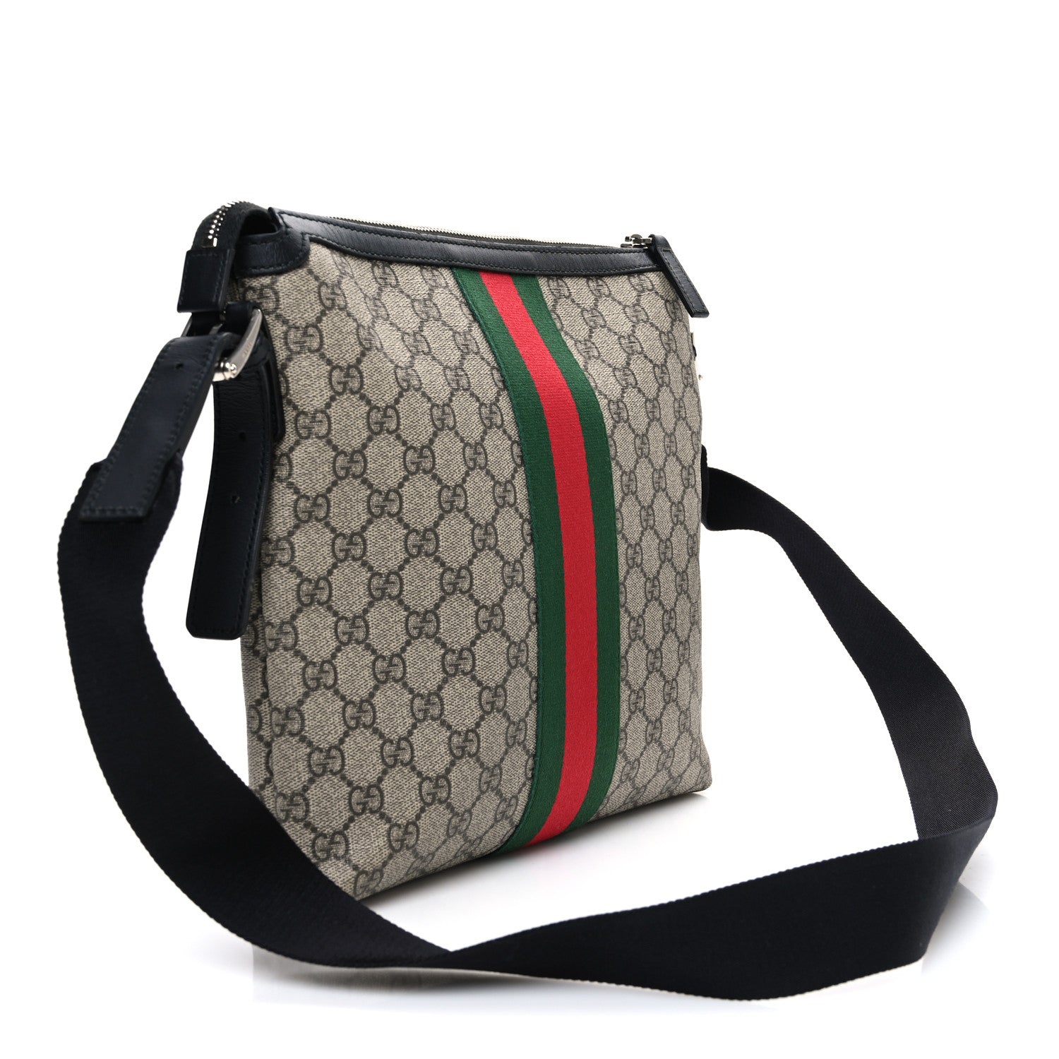 GG Supreme Monogram Web Messenger Bag Black
