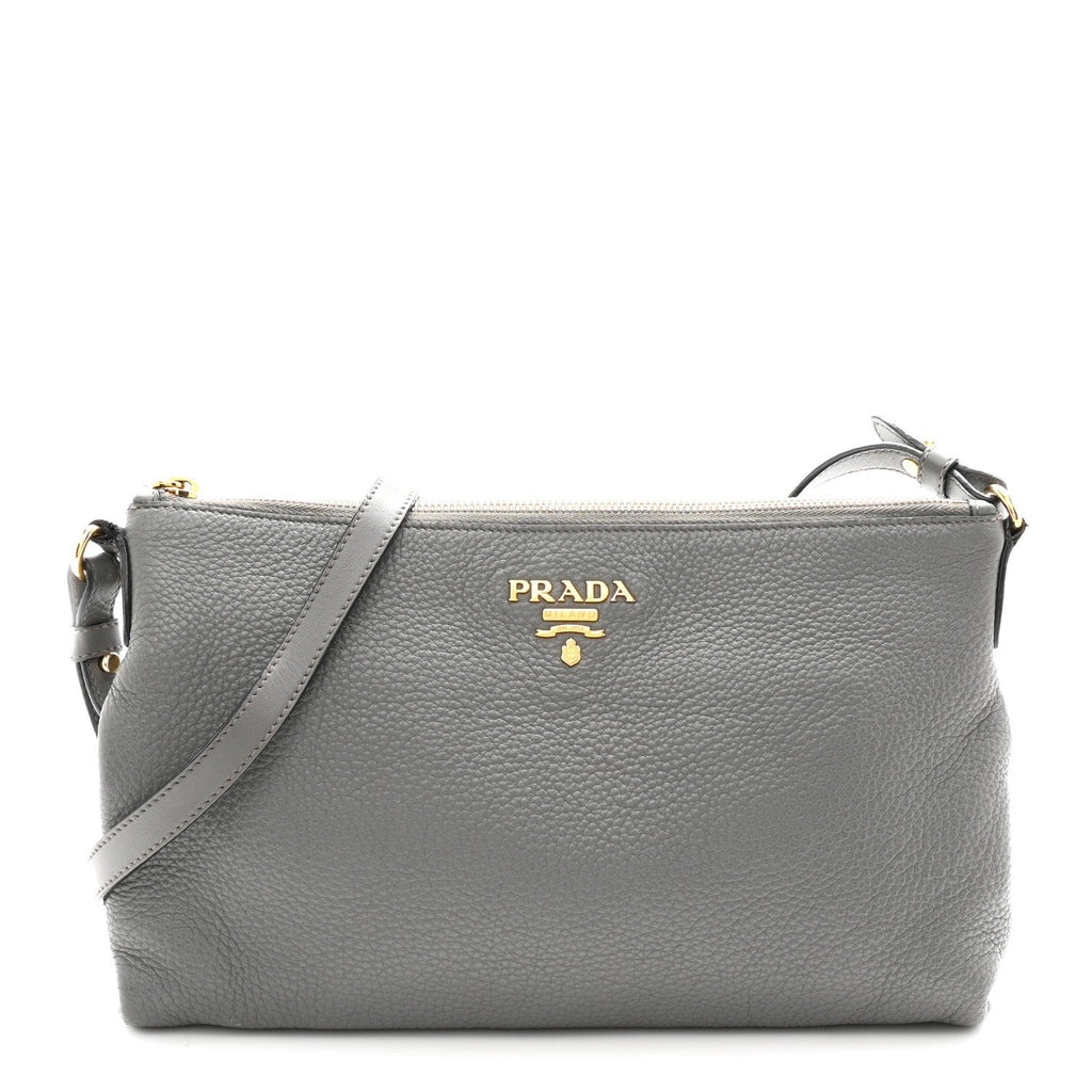 Vitello Phenix Zippered Shoulder Bag Marmo
