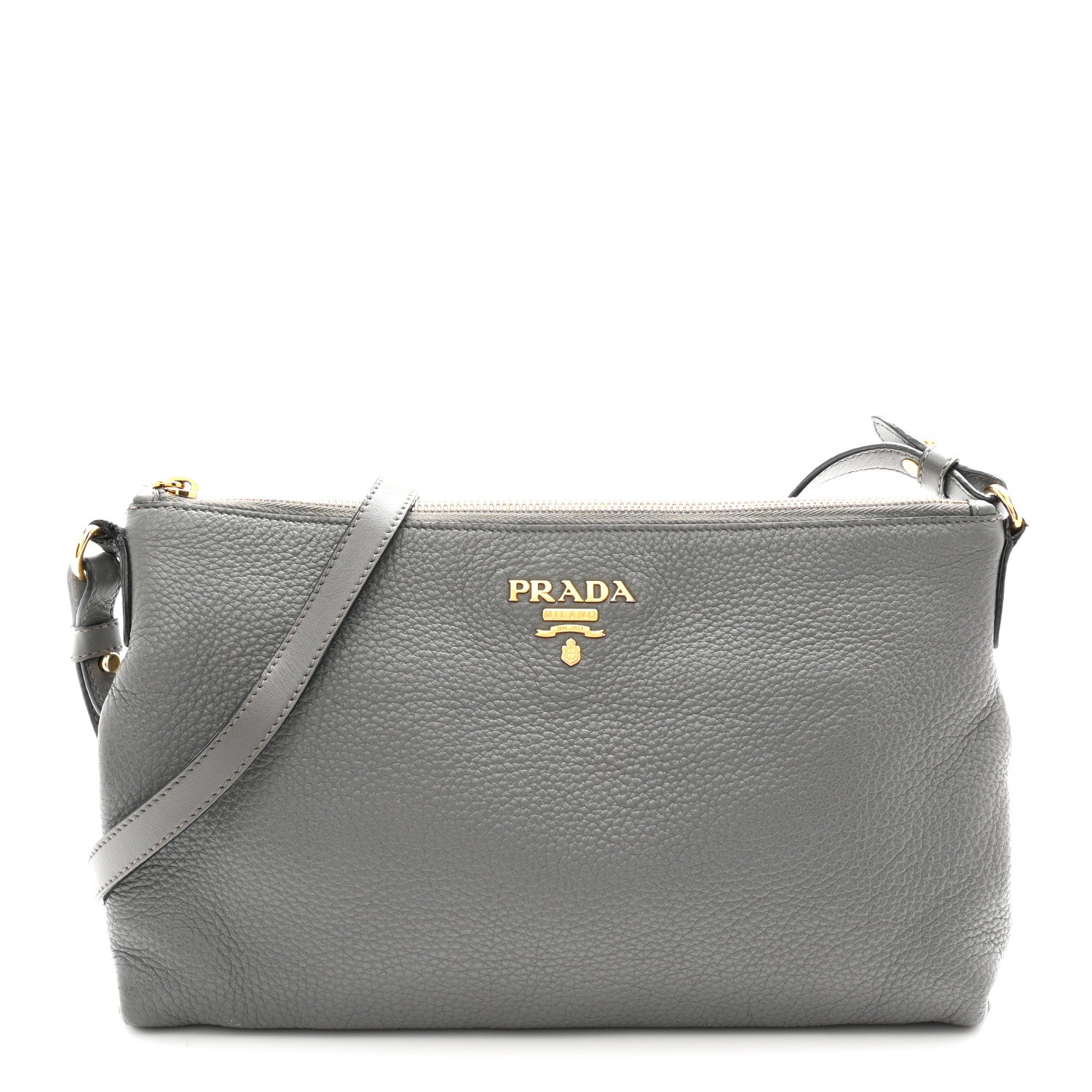 Vitello Phenix Zippered Shoulder Bag Marmo