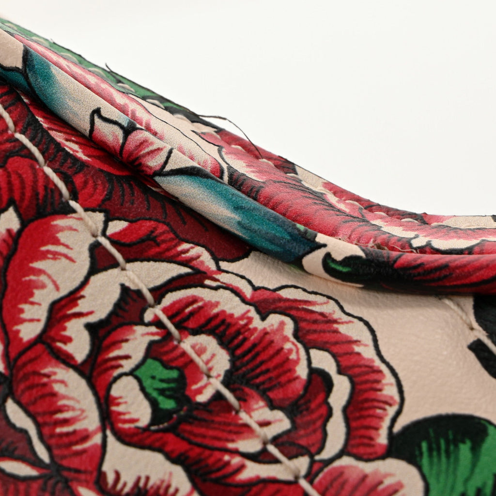 Calfskin Brit Roses Print Matelasse Diagonal Mini Interlocking G Heart Shoulder Bag Multicolor