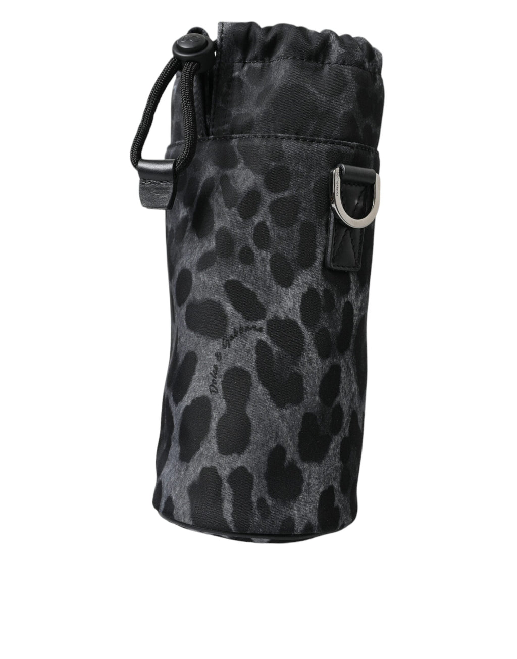 Dolce & Gabbana Black Leopard Round Slim Tote Bottle Cage Men's Bag