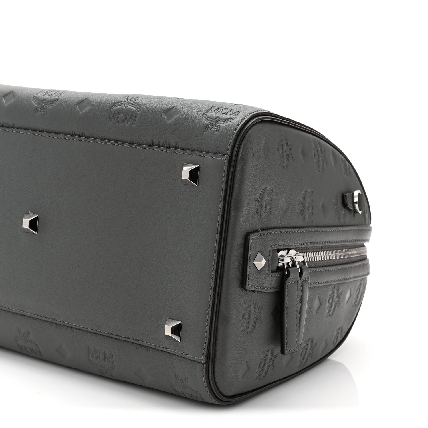 Calfskin Ottomar Monogram Essential Boston Bag Grey