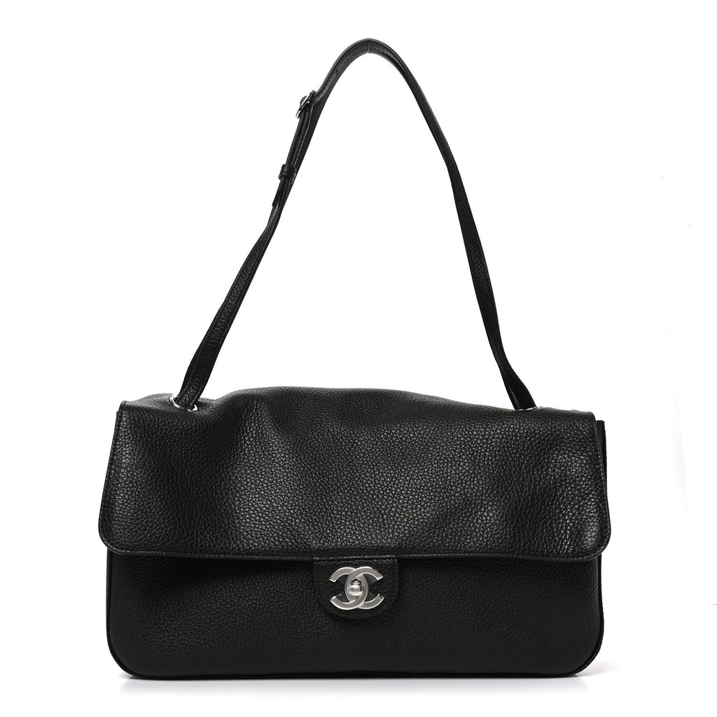 Grained Calfskin Small Souplissimo Maxi Flap Black