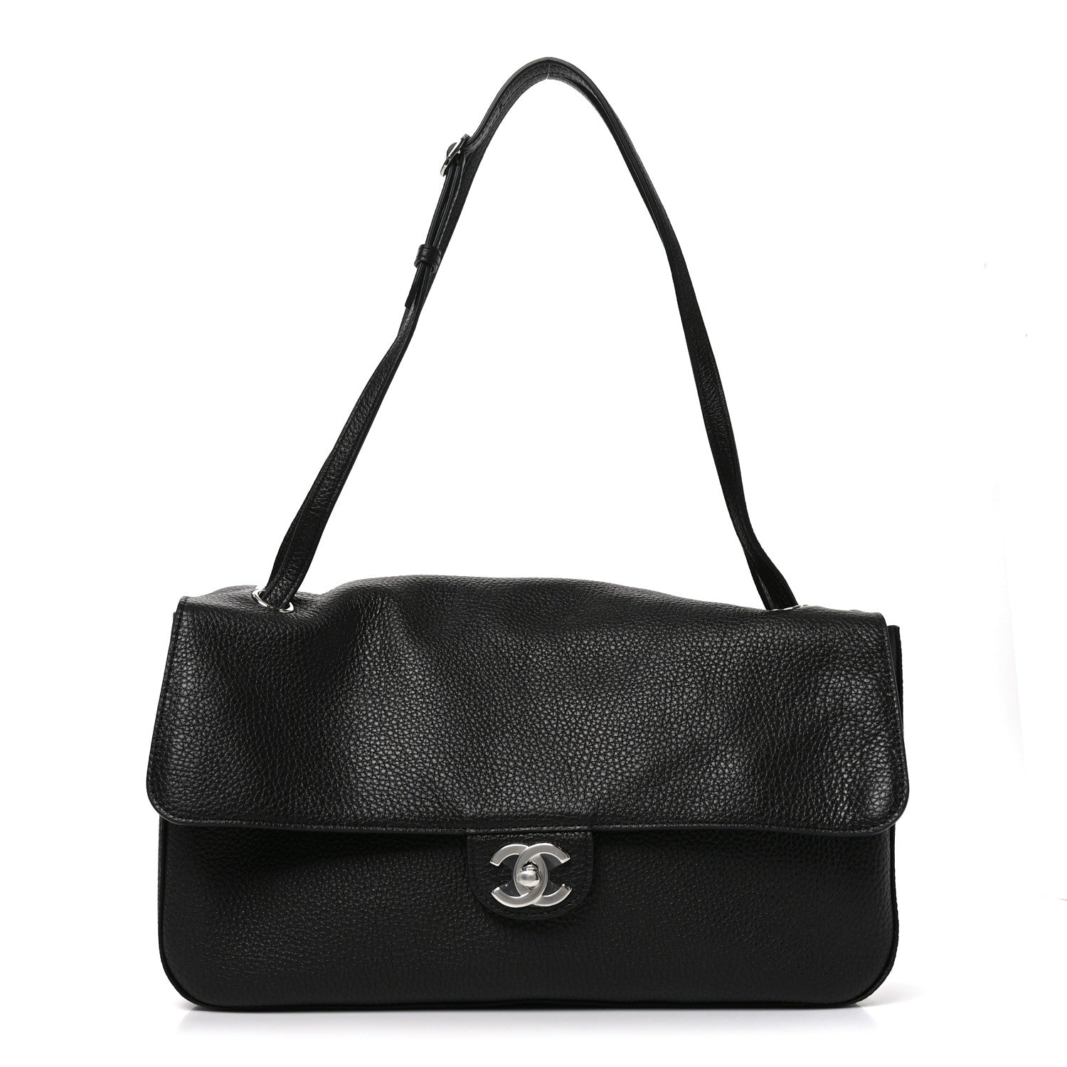 Grained Calfskin Small Souplissimo Maxi Flap Black