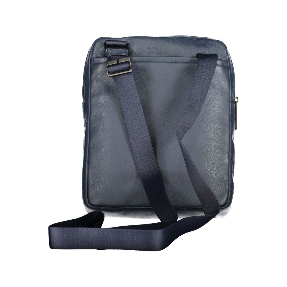 Piquadro Elegant Blue Leather Shoulder Bag with Contrasting Men's Accents