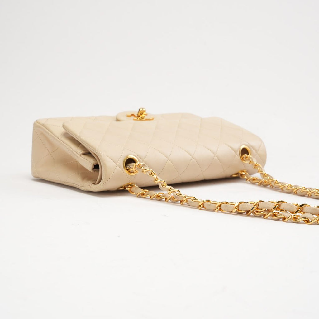Chanel Vintage Beige Small Classic Double Flap Bag 1994