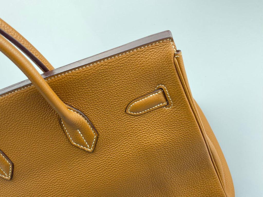 Hermes   Birkin 35 in gold vintage Togo leather