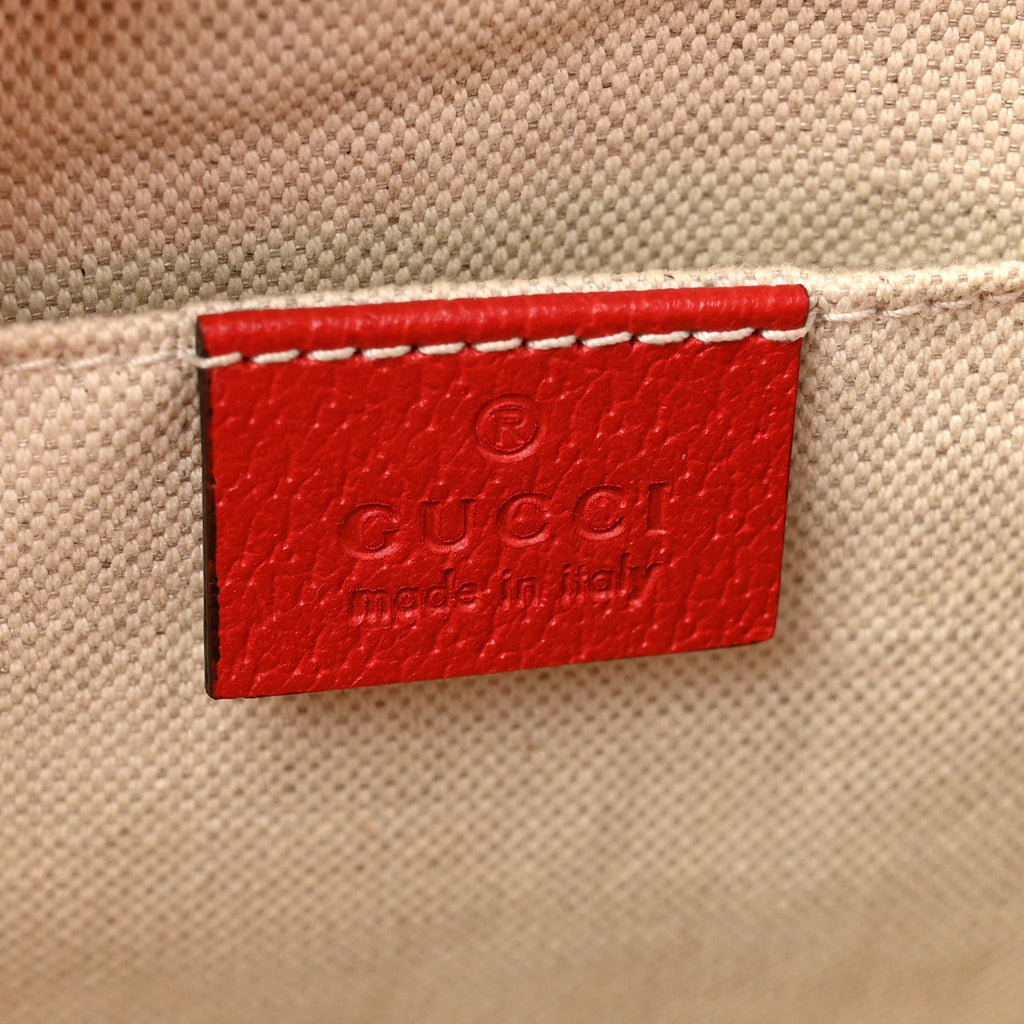 GG Supreme Monogram Apple Small Retro Interlocking G Shoulder Bag Beige Multicolor Lobster Red