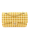 Tweed Quilted Medium Double Flap Yellow White Ochre