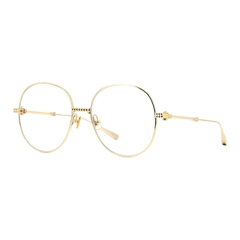 Valentino Eyeglasses Round Full Rim, Light Gold Frame and Clear Demo Lens Lens VLX-136A