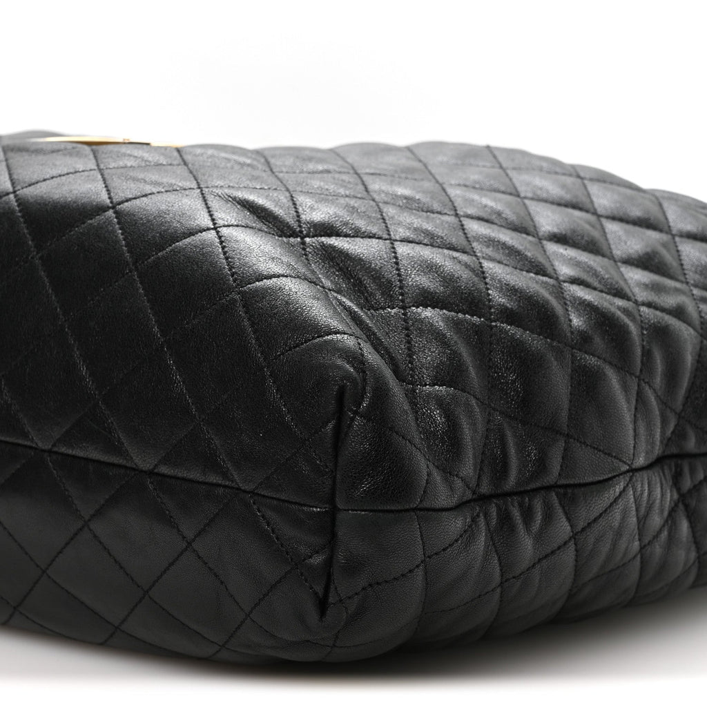 Lambskin Quilted Maxi Icare Shopping Tote Black
