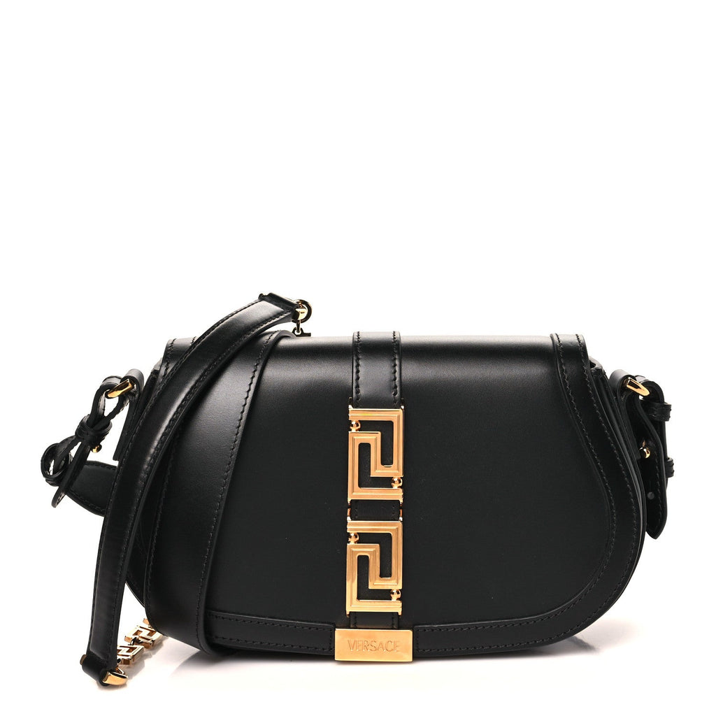 Calfskin Medium Greca Goddess Shoulder Bag Black