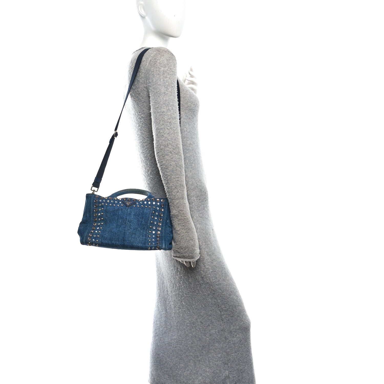 Canapa Denim Crystal Studded Tote Blue