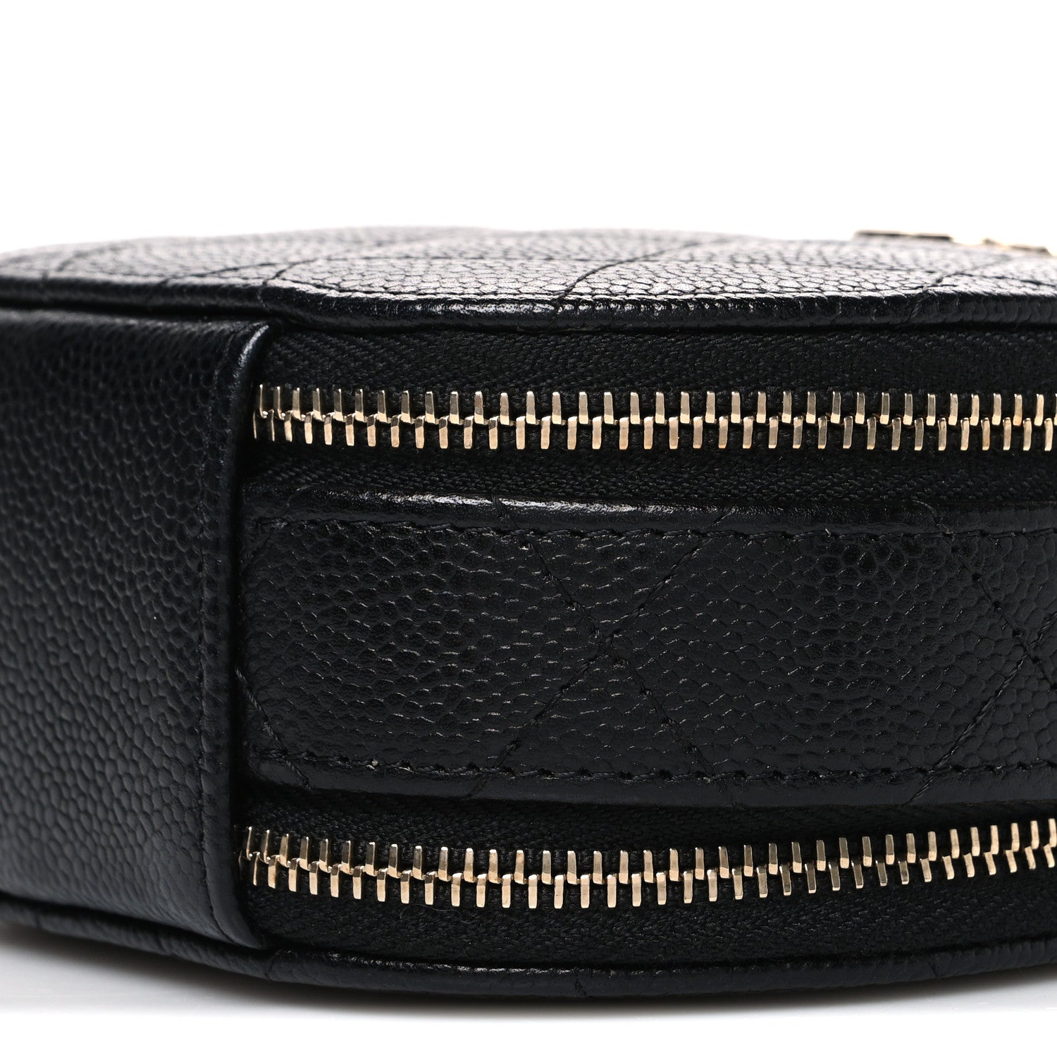 Caviar Quilted Round Handle With Care Vanity With Chain Black
