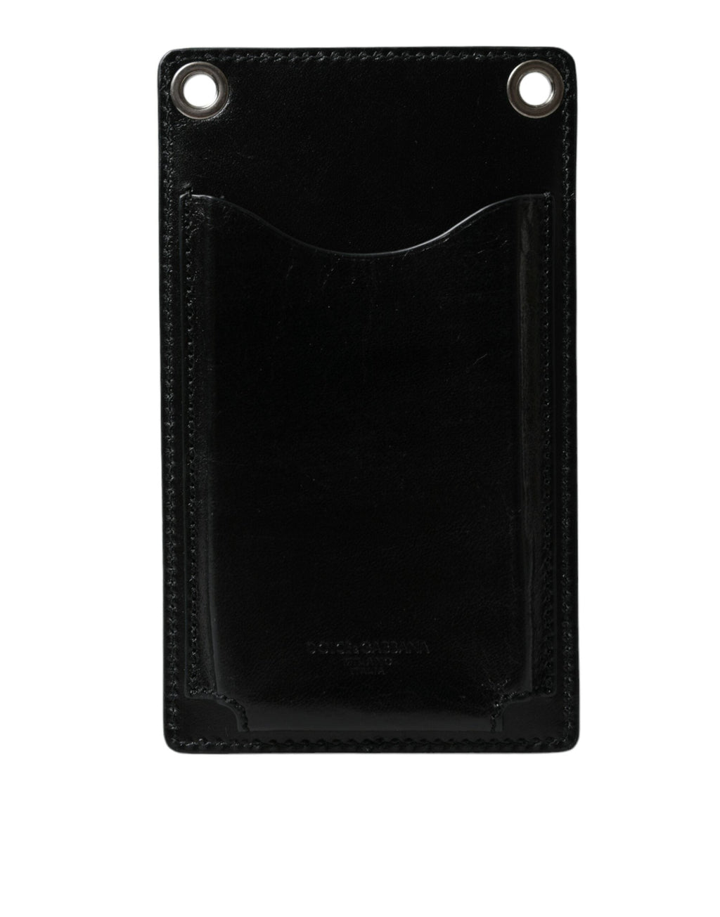Dolce & Gabbana Wallet Black Horse Leather Zip Logo Cross Body Phone Men's Slot