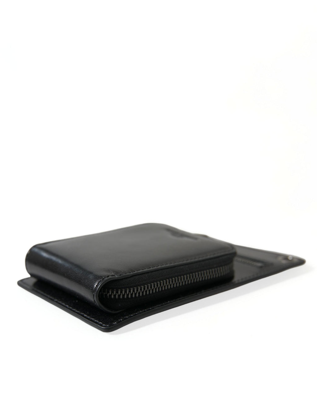 Dolce & Gabbana Wallet Black Horse Leather Zip Logo Cross Body Phone Men's Slot