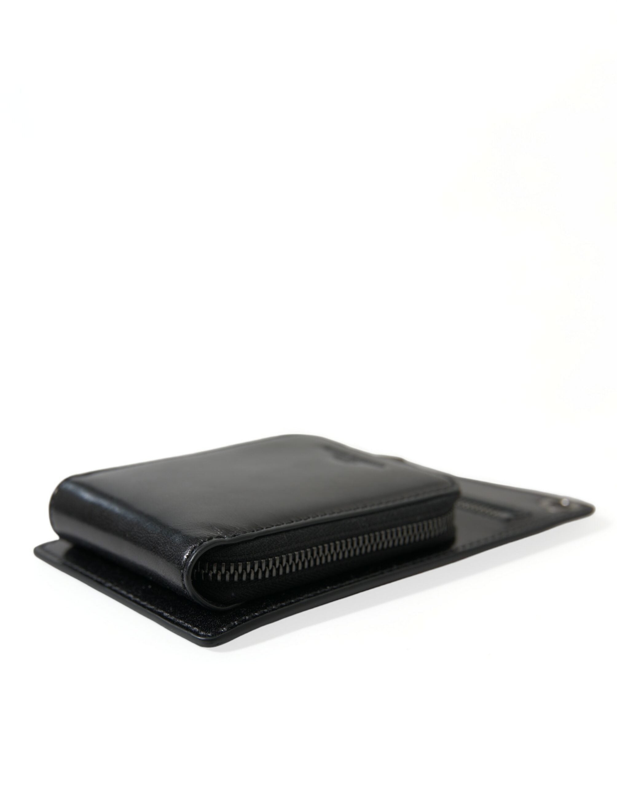Dolce & Gabbana Wallet Black Horse Leather Zip Logo Cross Body Phone Men's Slot