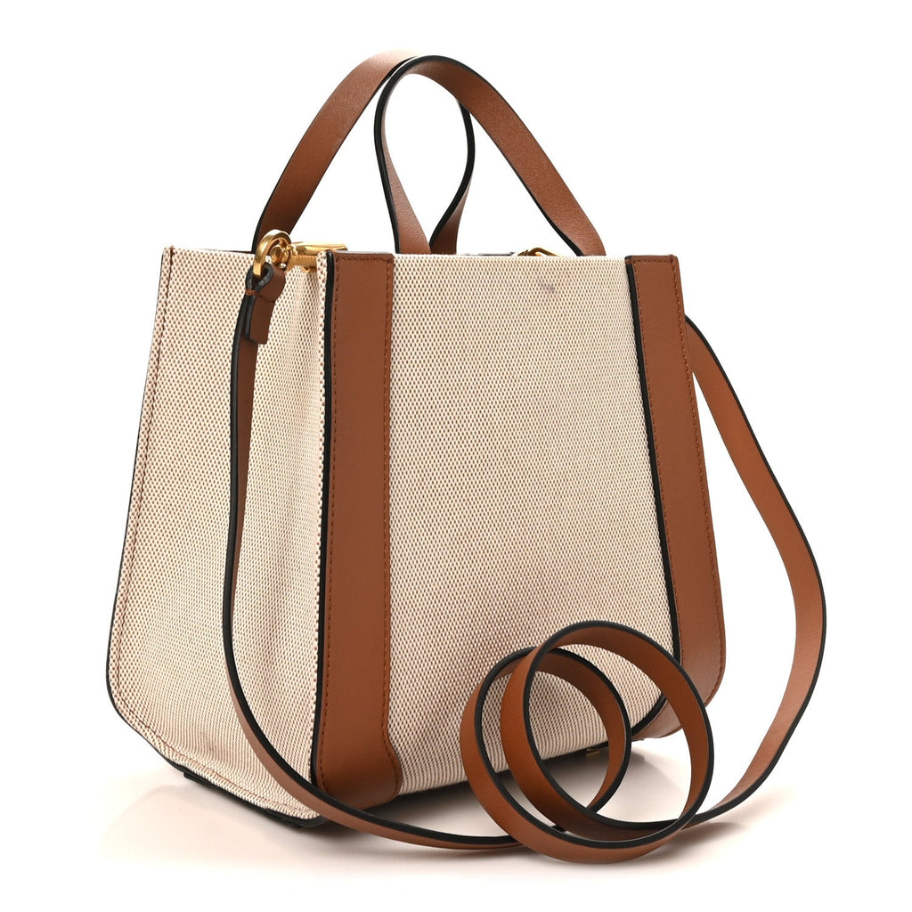 Canvas Calfskin Small Vlogo Signature Handbag Beige Selleria