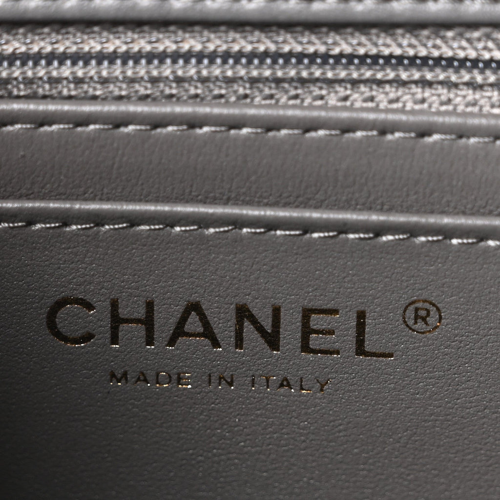Lambskin Quilted Mini Square Flap Dark Grey
