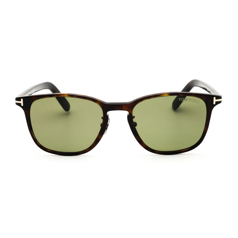 Tom Ford Sunglasses Square Full Rim, Dark Havana Frame and Green Lens FT1048-D52N