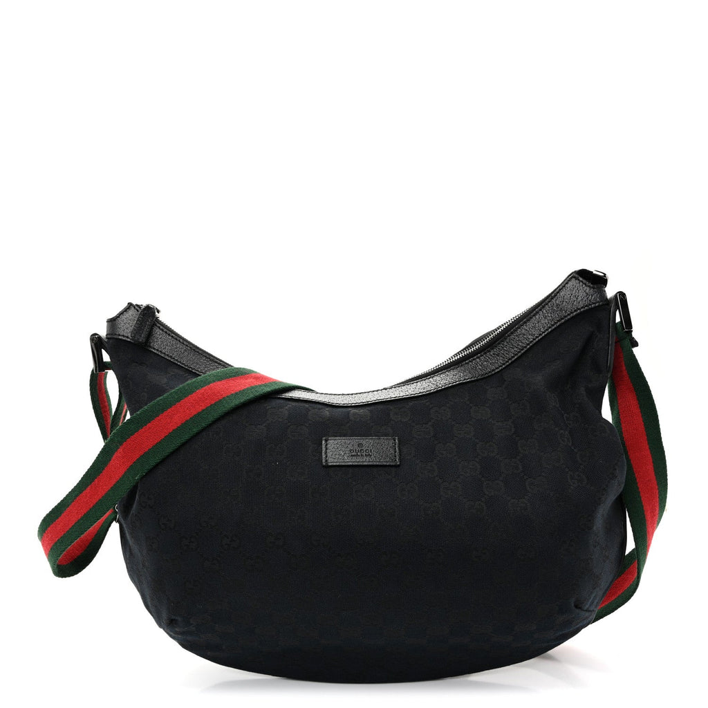 Monogram Web Medium Half Moon Hobo Black